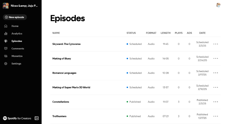 Generate episodes in bulk and leave them scheduled